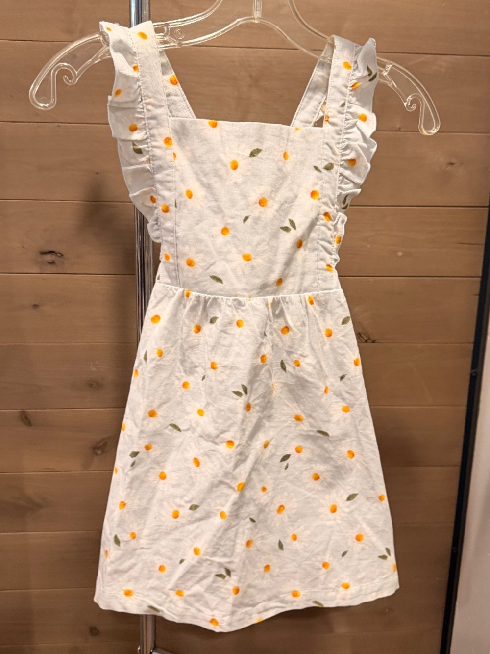 ANGEL DEAR Corduroy Daisy Pinafore Dress Ruffle Straps Size 4T